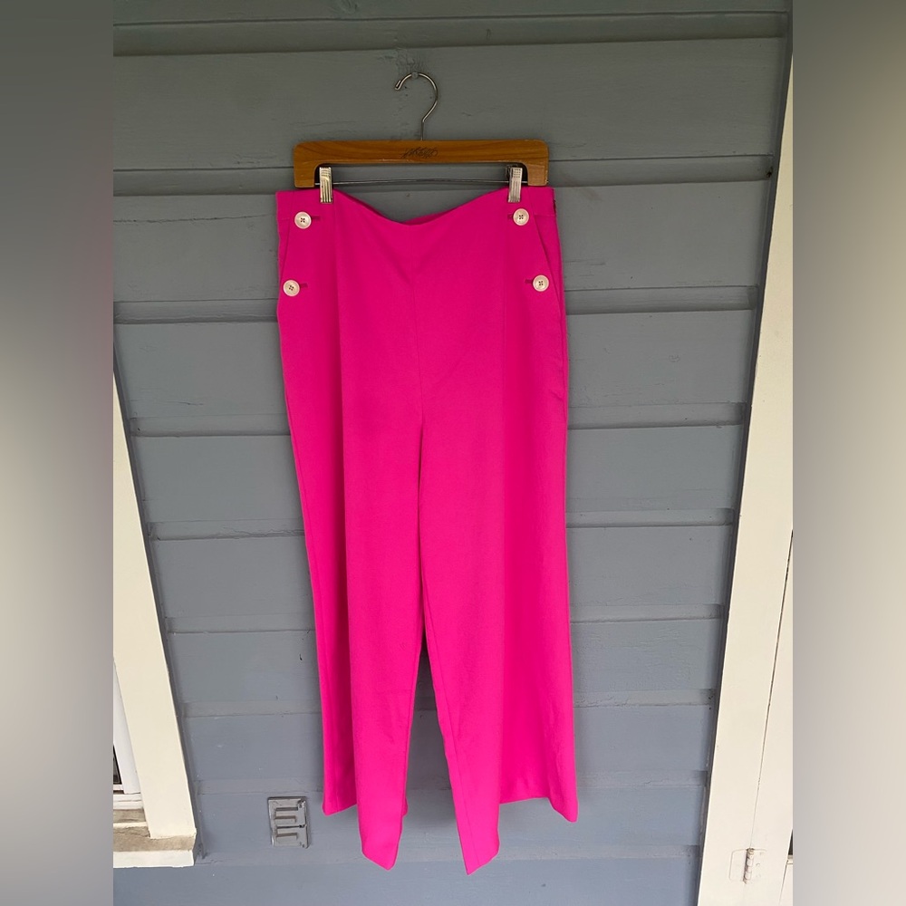 J. Crew Wide-Leg Sailor Pants in Hot Pink - Picture 2 of 7